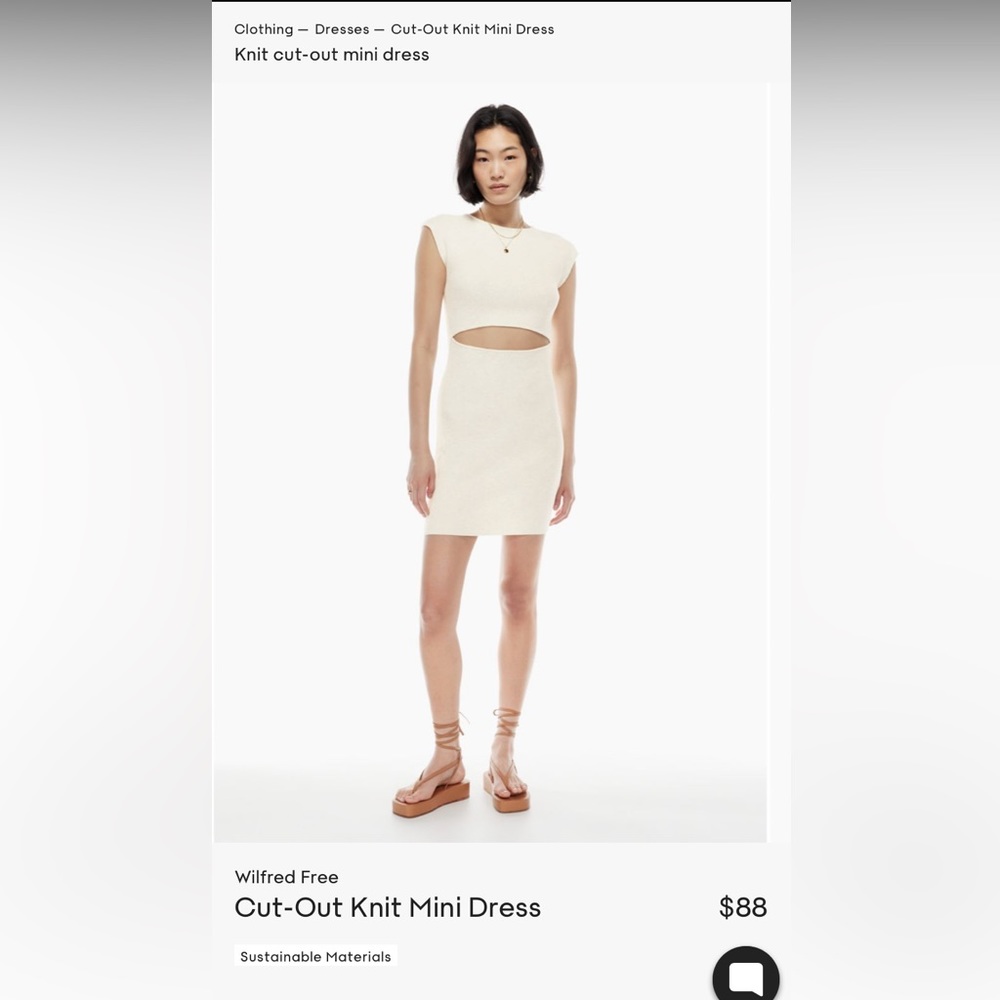 Wilfred Free Knit Cut-Out mini dress XS in Silver Sage Green